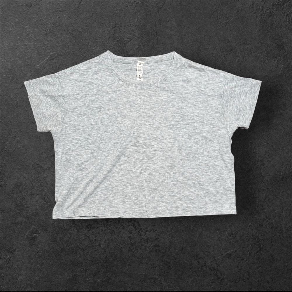 Lululemon‎ Cates Crop Tee Women’s Size 2 Grey Pima Cotton Soft Cortez